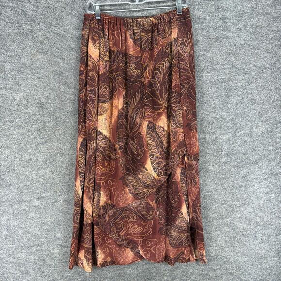 Chico's Skirt Women M Medium Brown Floral Maxi Long Pull On Mid Rise Casual - Picture 1 of 7